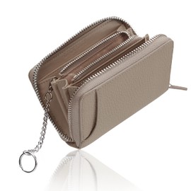 Coin Purse, Men's, Genuine Leather, Coin Case, Mini Wallet, 8 Card Slots, Key Ring, Compact, Small Wallet, Carbon Leather, 3 Types Available, Reishi Pattern Cowhide - Grey