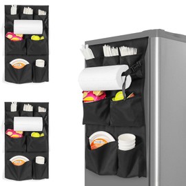 WOMACO Mini Fridge Organizer, Strong Adhesive Dorm Refrigerator Caddy, Heavy Duty College Dorm Fridge Storage Caddy – Apartment, Kitchen and Door Organization (Black, 2 pack)