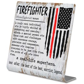 Firefighters' Day Appreciation Gifts, Thank You Firefighter Gifts for Men, Fireman Graduation Gifts, for Dad Husband Boyfriend Birthday Christmas Firefighter Gifts, Desk Decor Sign XLK496