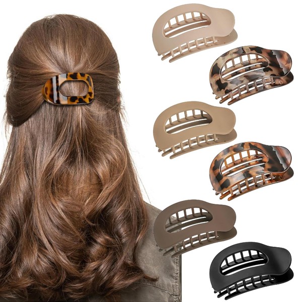 EDLMKM 6 PCS Flat Hair Clips for Women, Flat Claw