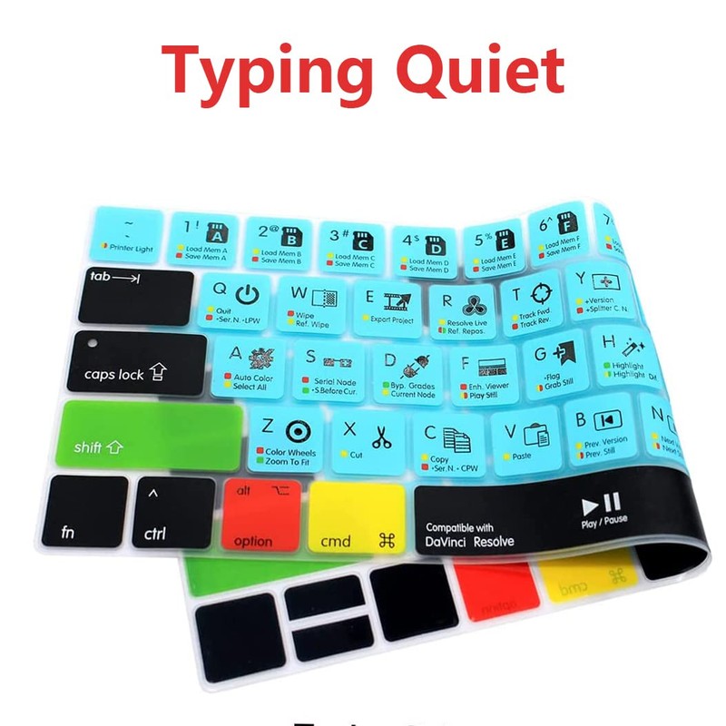 Davinci Resolve Shortcuts Keyboard Cover for 2016-2024 M1/M2 MacBook Pro