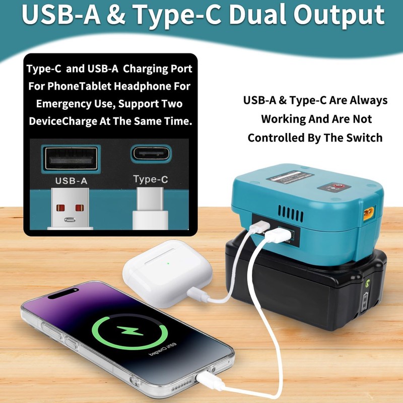 18V to 12V Step-Down Adapter for Makita 18V Battery Power