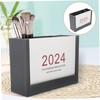 Tofficu Abs Paper Material Desk Calendar Pen Holder Makeup Brush
