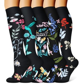 FEYHAY Copper Compression Socks (5 Pairs) 15-20 mmHg Circulation is Best Athletic & Daily for Men & Women, Running, Climbing