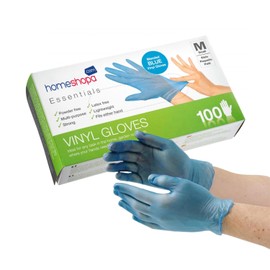 HOMESHOPA Disposable Vinyl Gloves, Blue 100Pcs Medium Powder Free, Latex Free, Madical Grade Extra Strong And Non-Sterile, Protective Multi-Purpose Gloves for Household, Food Handling, Lab Work