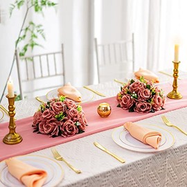 Centros de mesa de flores para mesas de boda: decoraciones de mesa de boda, bolas de flores polvorientas para centros de mesa de compromiso, ceremonia, fiesta, centro de piezas, 10 paquetes