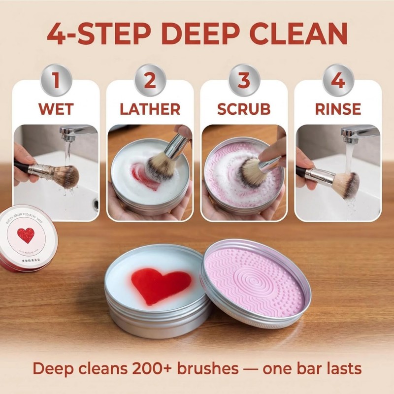 Luslife Makeup Brush Cleaner Soap, with Silicone Pad, 3.53oz(100g), 2-in-1