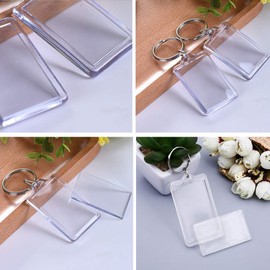 10 Pcs Double Sided Blank Photo Keychain, Acrylic Clear Photo Key Fob Holder,with Split Ring,Used to Put Photos,Inner Diameter 29x44mm