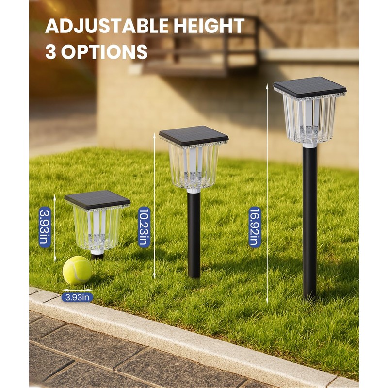 Super Bright Solar Pathway Lights Outdoor Powered,Adjustable Warm&Cool White,Waterproof IP65