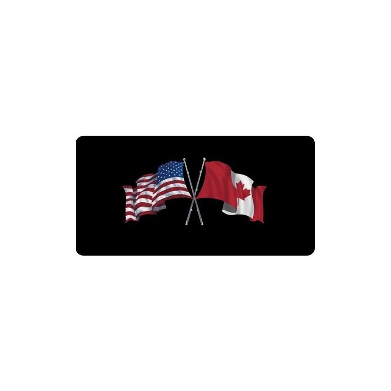 USA/Canada Crossed Flags Photo License Plate