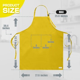 ROTANET Extra Large Apron for Men Adjustable Bib Aprons with 2 Pockets Cooking Kitchen Bbq Grilling Big for Women Chef Water & Oil Resistant Yellow