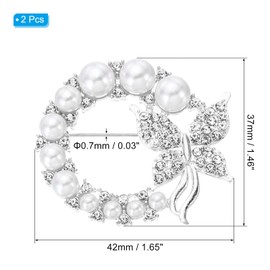 PATIKIL Butterfly Crystal Safety Decorative Pin Brooch Clip Clasp Pin, 2Pcs Anti Exposure Enamel for Women Sweaters, Shawls, Collars, Dress, Silver