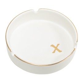 COLLECTIVE HOME - Luxurious Ceramic Ashtray with Gold Edging & Embossed Gold Lettering, Elegant Design, Ideal Gift for Birthdays, Anniversaries, Father’s Day, or Boyfriend (x)