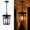 DOCIUEON Outdoor Hanging Light, Farmhouse Black Porch Pendant Lantern with