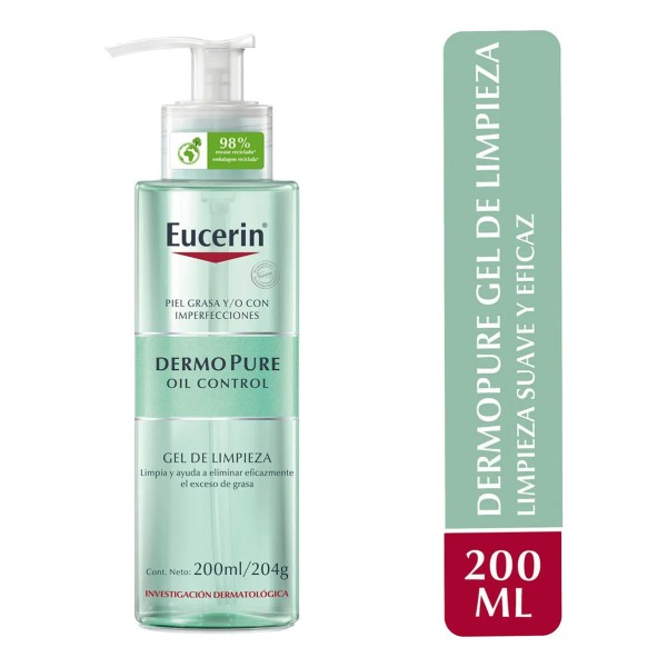 Eucerin DermoPure Gel Limpiador Facial, Piel Grasa e Imperfecta, 200
