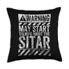 Funny Warning Sign May Start Talking About Sitar Throw Pillow