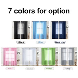 Sheer Curtains Living Room Rod Pocket Window Curtain Panels Bedroom Semi Sheer Voile Curtains Blue (55''Wx84''L,2 Panels)