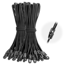 TaoTazon Bungee Cord with Hooks, Pack of 50, Expander with Hooks, 25 cm, Multifunctional Heavy Duty Tarpaulin Tensioners, Rubber Tensioners with Hooks for Banners, Posters, Tents