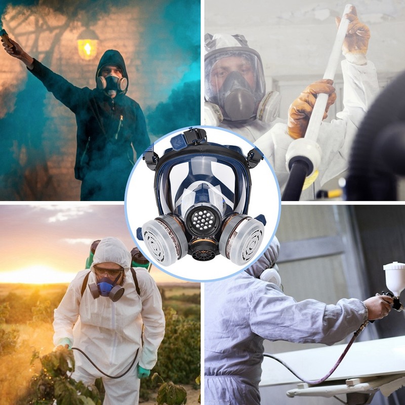 Silicone Full Face Gas Mask Respirator For Painting Spraying