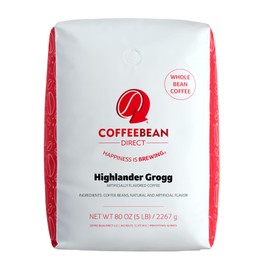 Coffee Bean Direct Highlander Grogg Flavored, Whole Bean Coffee, 5-Pound Bag