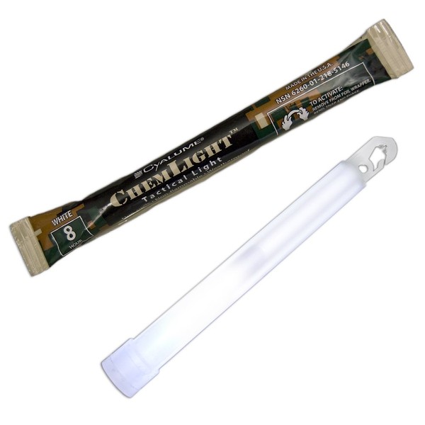 Cyalume Military Grade White Glow Sticks - Premium Bright 6” ChemLight Emergency Glow Sticks with 8 Hour Duration (Bulk Pack of 10 Chem Lights)