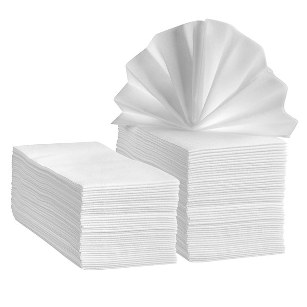 [100 Count] Linen-Feel Guest Towels - Disposable Cloth Dinner Napkins, Bathroom Paper Hand Towels, Wedding Napkins