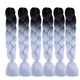 Jumbo Braiding Hair Extensions, Colourful Synthetic Hair, Heat Resistant Hair, for DIY, Crochet Box Braids, Ombre Purple 100 g/pcs, 60 cm / 23.62 inches