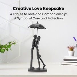 Modern Sculptures Home Decor Affectionate Couple Statue Kissing Under Umbrella Figurine Statues for Bedroom Décor Hand Sculptures for Living Room Romantic Figurines