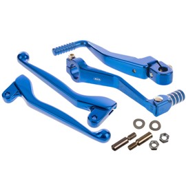 Styling Set Attachments (Consisting of Brake / Clutch Lever and Kickstart / Foot Gear Lever + Screws) Colour Blue