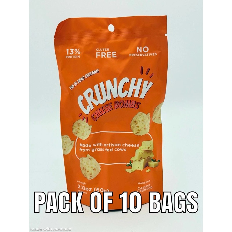 CRUNCHY CHEESE BOMBS- PACK OF 10 BAGS - 60gr. PAN