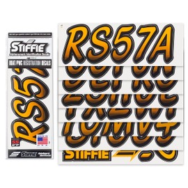 STIFFIE Whipline Orange Crush/Black 3" Super Sticky Boat & PWC Registration Decals • Numbers Letters Stickers