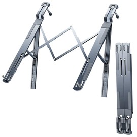 Gevvnss 2025 Laptop Stand for Cars, Folding, PC Mount, 5 Levels of Angle Adjustment, Steering Wheel Holder, Aluminum Alloy, Load Capacity 22.0 lbs (10 kg), Cooling Hole, Anti-Slip, Space Saving, Car
