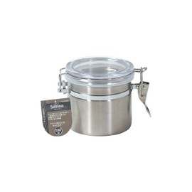 Pearl Metal Storage Container Canister Bottle 530ml 18-8 Stainless Steel Lock-Type Transparent Lid Coffee Beans Satina HB-6531