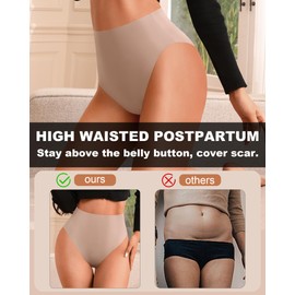 ASIMOON Womens Underwear Panties High Waisted Seamless No Show High Cut Postpartum Cheeky Plus Size Ladies Briefs Pack L