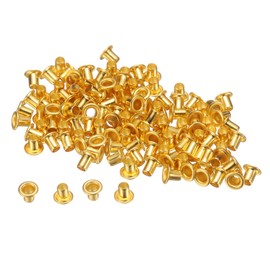 sourcing map 100set Grommets Kit Metal Eyelets 2mm Hole Tiny Grommet for Shoes Clothes Belt Bag DIY Project, Gold Tone