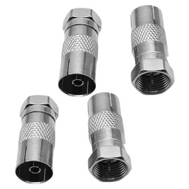 AKSIQIOL 4-Pack TV Aerial Connector F Male to TV Female Coax Adapter, Satellite & Aerial Cable Socket, 9.5mm TV Female to F-Type Connector
