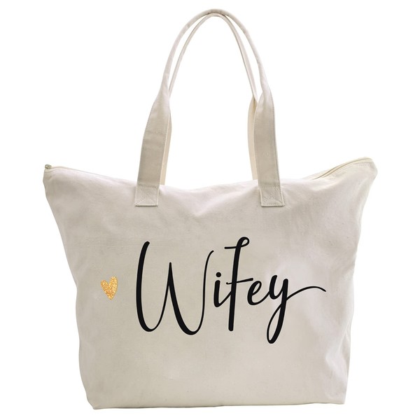 CARAKNOTS Wifey Bride Tote Bag for Wedding Gifts Bridal Shower