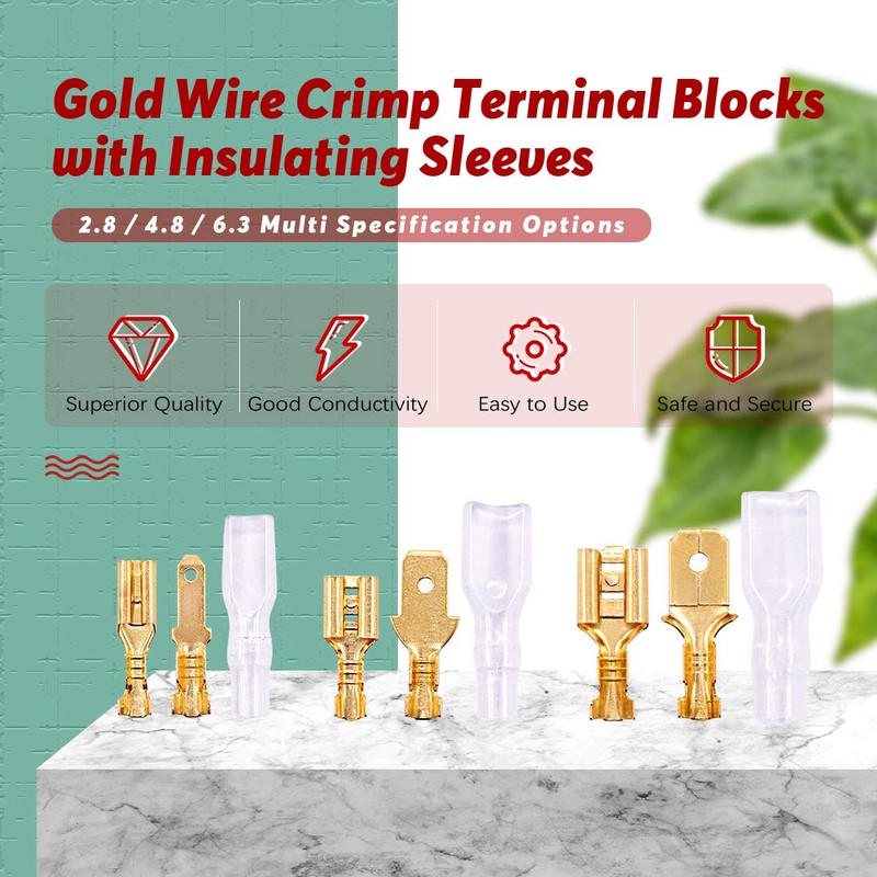 Hilitchi 720Pcs Gold Quick Splice Male and Female Wire Spade