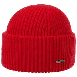 Stetson Classic Unisex Wool Beanie Knitted Hat Winter Hat Turn-Up Hat Women / Men – Made in Italy with Envelope Autumn Winter, red