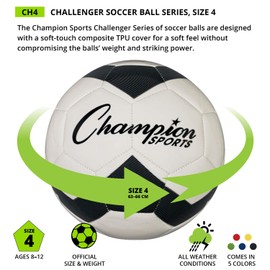 Champion Sports Challenger Soccer Ball, Size 4, Black/White