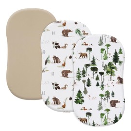 david's kids 3 Pack Bassinet Sheets, Ultra Soft Breathable Comfortable Baby Sheet Set for Boys Girls Neutral, Univeral Fit for Most Cradle and Bassinet Mattress, Forest Animals
