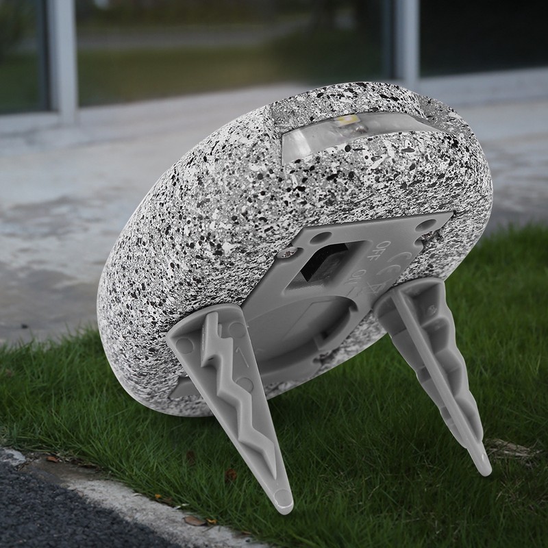 6Pcs Solar Powered LED Spot Lamp Resin Stone Lamp Warm