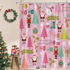 LAEDCIITI Cartoon Pink Christmas Shower Curtain Santa Claus Snowman Penguin