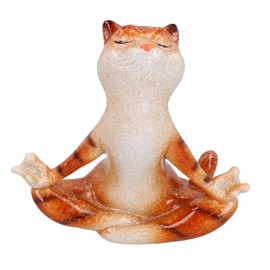 AB Tools Sitting Yoga Ginger Cat Zen Ornament Statue Meditating Garden House Decor