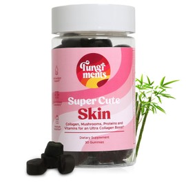 Fungiments Super Cute - Mushroom Supplement - Chaga Mushrooms, Biotin, Collagen Peptides, Keratin, Vitamin C, Bamboo Extract - Healthy Skin and Smooth Wrinkles (30 Mushroom Gummies)