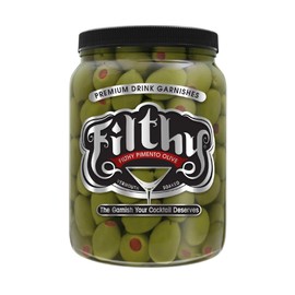 Filthy Food Filthy Pimento Stuffed Olive Case - Premium Martini Garnish - Made in the USA, Non-GMO & Gluten Free - 64oz, 1 Count