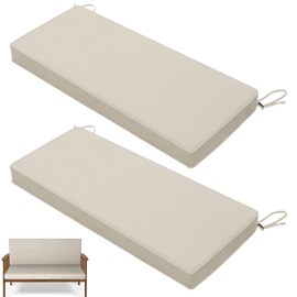 Iristykilin 2 Pack Outdoor Bench Cushion - 59 x 18 Inch Waterproof Patio Furniture Cushion Bench Pad, Porch Swing Cushion with Ties and Handle, High Color Fastness Patio Loveseat Cushion
