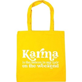 Hippowarehouse Karma is the breeze in my hair on the weekend Tote Shopping Gym Beach Bag 42cm x38cm, 10 litres