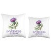Inverness Scotland Watercolor Thistle Throw Pillow