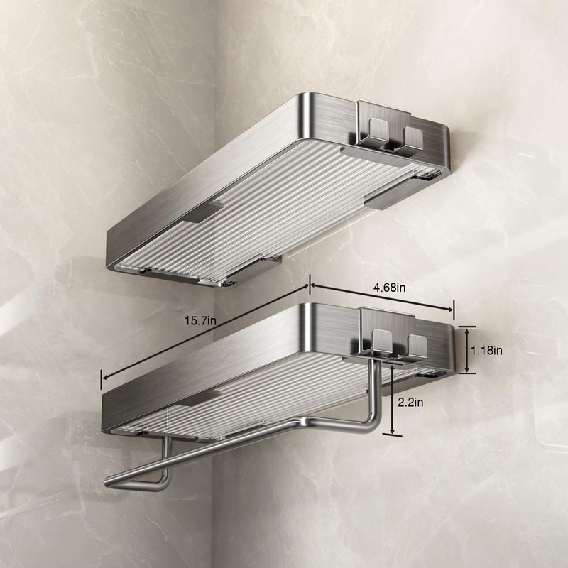VOLPONE Stainless Steel Wall Mounted Bathroom Shelves - 2-Tier Floating